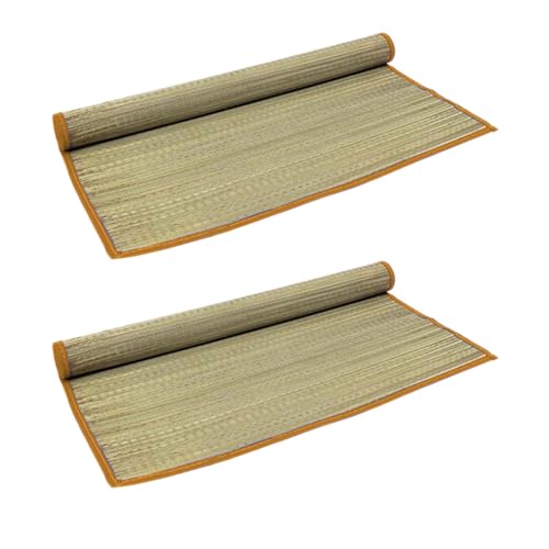 Mojawo 2er Set XL Stranddecke Strandmatte Bastmatte Strohmatte Picknickdecke Matte Decke Strand Liegedecke Orange L180xB60cm von Mojawo