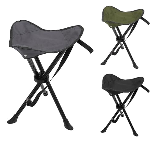 Mojawo 3-Bein Hocker Anglerhocker Klapphocker Campinghocker Falthocker Outdoor Tragegurt max 100Kg Tragbar faltbar, Farben:Grau von Mojawo