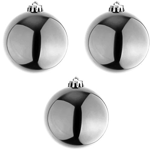 Mojawo 3 Stück XXL Christbaumkugeln Weihnachtsbaumkugeln Baumschmuck Silber Ø 20cm Schmuckkugeln von Mojawo