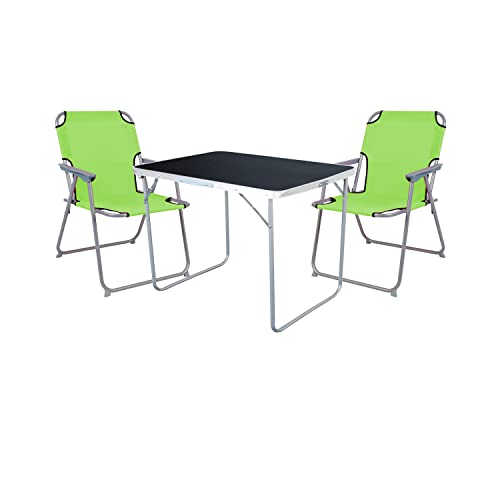 Mojawo 3-TLG. Camping Set Campingtisch Schwarz Gartenmöbel + 2 STK. Campingstuhl Klappstuhl Lime Grün Outdoor Mojawo 3-TLG. Camping Set Campingtisch Schwarz Gartenmöbel + 2 STK. Campingstuhl Klappstuhl Lime Grün Outdoor von Mojawo