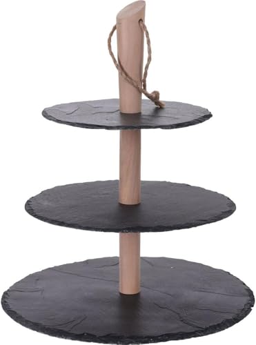 Mojawo 3-stöckige Schiefer Etagere Servierregal Servierständer Ständer Teller-Etagere Ø30/25/20/H36cm Mojawo 3-stöckige Schiefer Etagere Servierregal Servierständer Ständer Teller-Etagere Ø30/25/20/H36cm von Mojawo