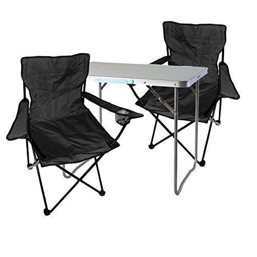 Mojawo 3tlg. Campingmöbel Set Alu 70x50x59cm 1x Campingtisch mit Tragegriff + 2 Anglerstühle, Faltstühle Schwarz Mojawo 3tlg. Campingmöbel Set Alu 70x50x59cm 1x Campingtisch mit Tragegriff + 2 Anglerstühle, Faltstühle Schwarz von Mojawo