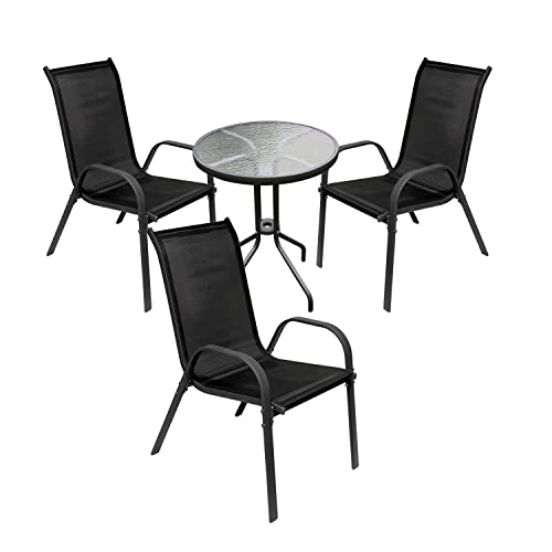 Mojawo 4-TLG Bistromöbel Set Klappstuhl Stuhl Tisch Sitzgruppe Hochlehner Bistro Garnitur Gartenmöbel Gartenset Balkonmöbel von Mojawo