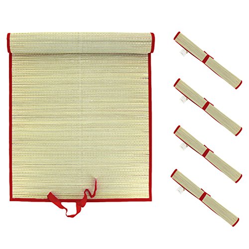 Mojawo 4er Set XL Stranddecke Strandmatte Bastmatte Strohmatte Picknickdecke Matte Decke Strand Liegedecke rot L180xB60cm von Mojawo