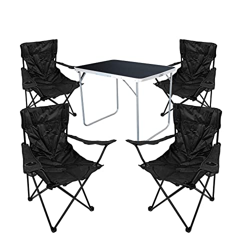 Mojawo 5-TLG. Camping Set Campingtisch Schwarz Gartenmöbel + 4 STK. Campingstuhl Klappstuhl Schwarz Outdoor Mojawo 5-TLG. Camping Set Campingtisch Schwarz Gartenmöbel + 4 STK. Campingstuhl Klappstuhl Schwarz Outdoor von Mojawo