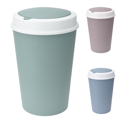 Mojawo Abfalleimer mit automatischer Deckelöffnung Kücheneimer Mülleimer 25 L Kunststoff Kunststoff Müllbehälter Abwaschbar, Farben:Hellgrau von Mojawo