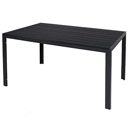 Mojawo Aluminium Gartentisch anthrazit/schwarz Esstisch Gartenmöbel Tischplatte Non Wood Holzimitat wetterfest 150x90x74cm von Mojawo