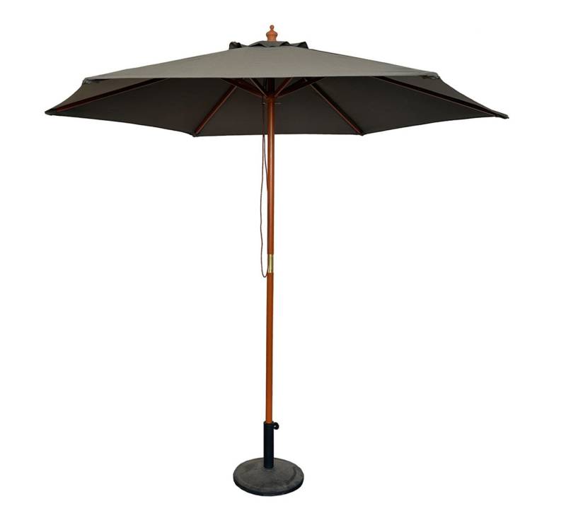 Mojawo Ampelschirm XL Holz Sonnenschirm Marktschirm Gartenschirm Holzgestell Grau Ø3m von Mojawo
