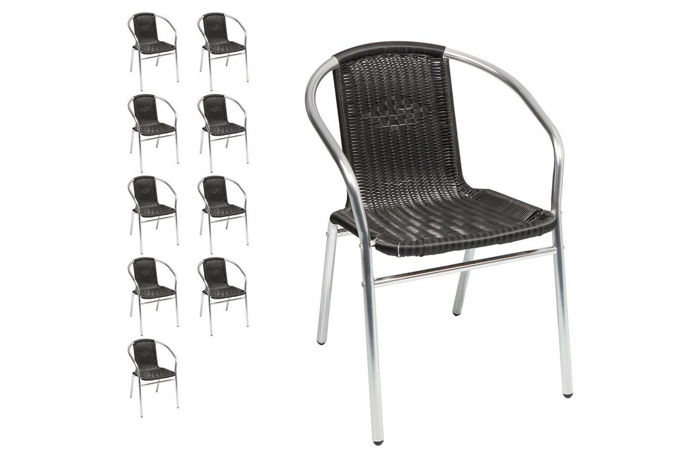 Mojawo Armlehnstuhl 10 Stück Stabiler Aluminuim / Polyrattan Bistrostuhl stapelbar Mojawo Armlehnstuhl 10 Stück Stabiler Aluminuim / Polyrattan Bistrostuhl stapelbar von Mojawo