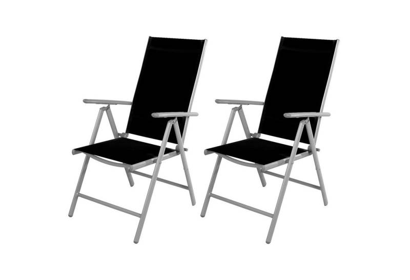 Mojawo Armlehnstuhl 2 Stück Garten Klappstuhl Aluminium - Textilen Silbergrau/Schwarz von Mojawo