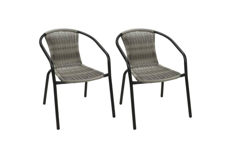 Mojawo Armlehnstuhl 2 Stück Stabiler Polyrattan Bistrostuhl Stapelstuhl Grau meliert von Mojawo
