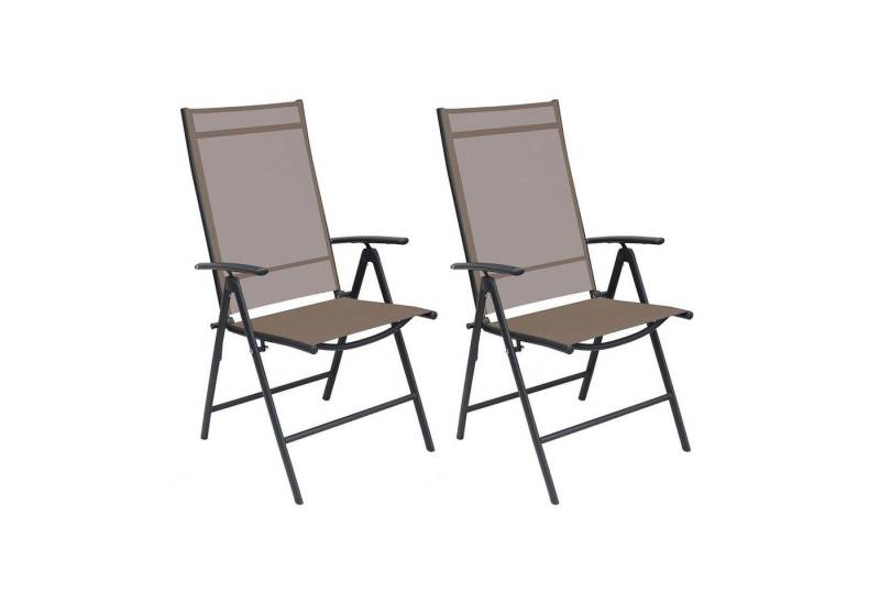 Mojawo Armlehnstuhl 2er Garten Klappstuhl Gartenstuhl Textilen Anthrazit Schokobraun 7 Pos von Mojawo