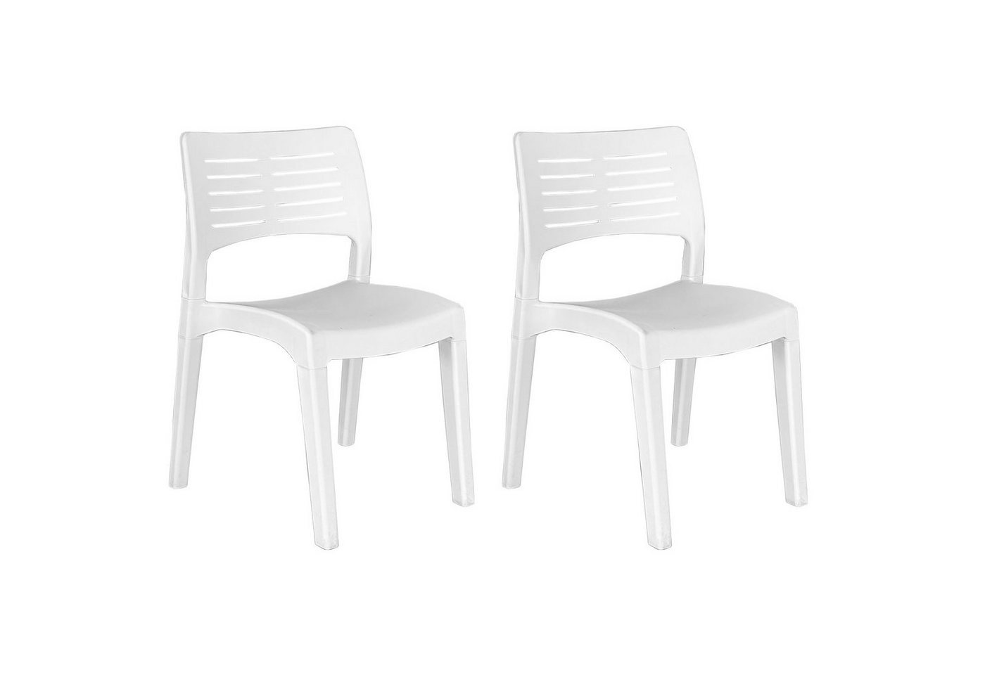 Mojawo Armlehnstuhl 2x Stapelstuhl Bistrostuhl Stapelsessel Gartenstuhl Gartenmöbel Weiß Kunststoff von Mojawo
