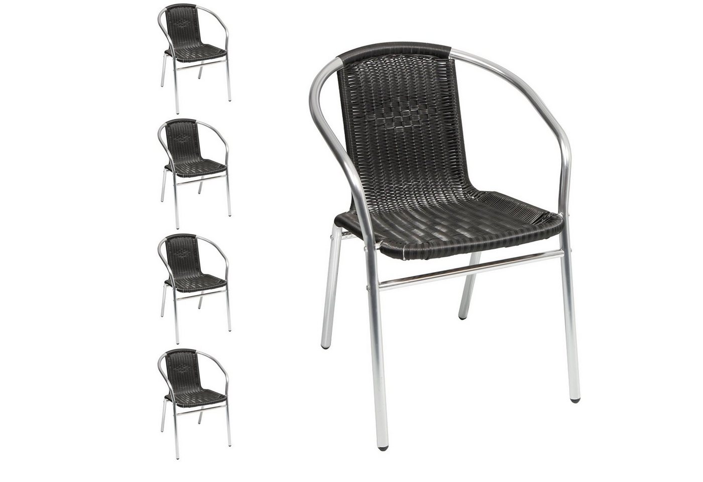 Mojawo Armlehnstuhl 5 Stück Stabiler Aluminuim / Polyrattan Bistrostuhl stapelbar Mojawo Armlehnstuhl 5 Stück Stabiler Aluminuim / Polyrattan Bistrostuhl stapelbar von Mojawo