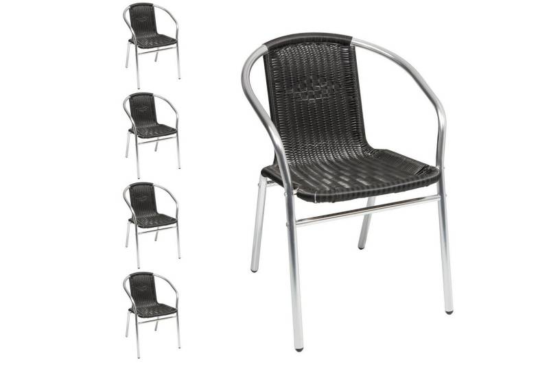 Mojawo Armlehnstuhl 5 Stück Stabiler Aluminuim / Polyrattan Bistrostuhl stapelbar von Mojawo