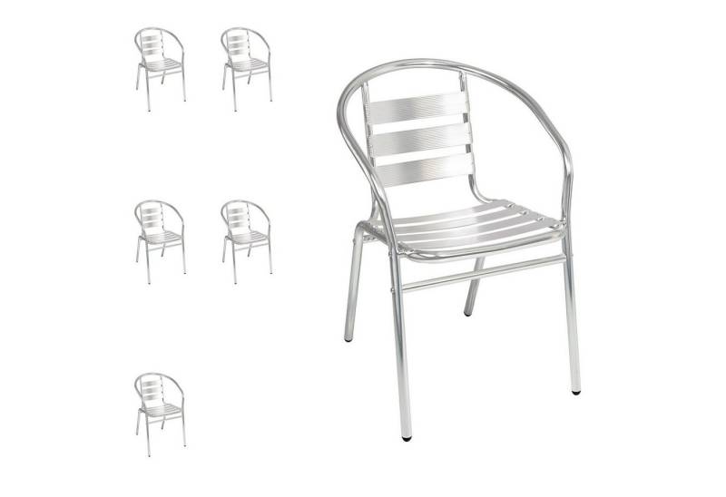 Mojawo Armlehnstuhl 6 Stk. stabile Aluminium Bistrostuhl Stapelstuhl Gartenstuhl stapelbar von Mojawo