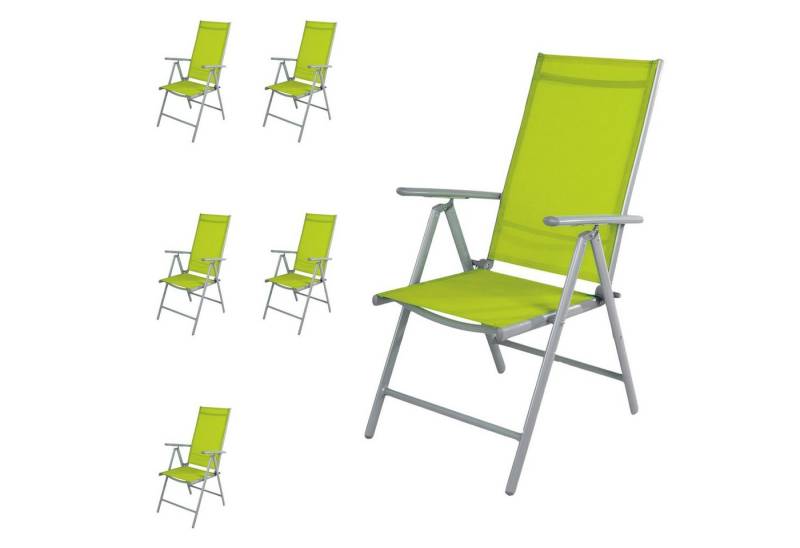 Mojawo Armlehnstuhl 6 Stück Garten Klappstuhl Aluminium - Textilen Silbergrau/Lime von Mojawo