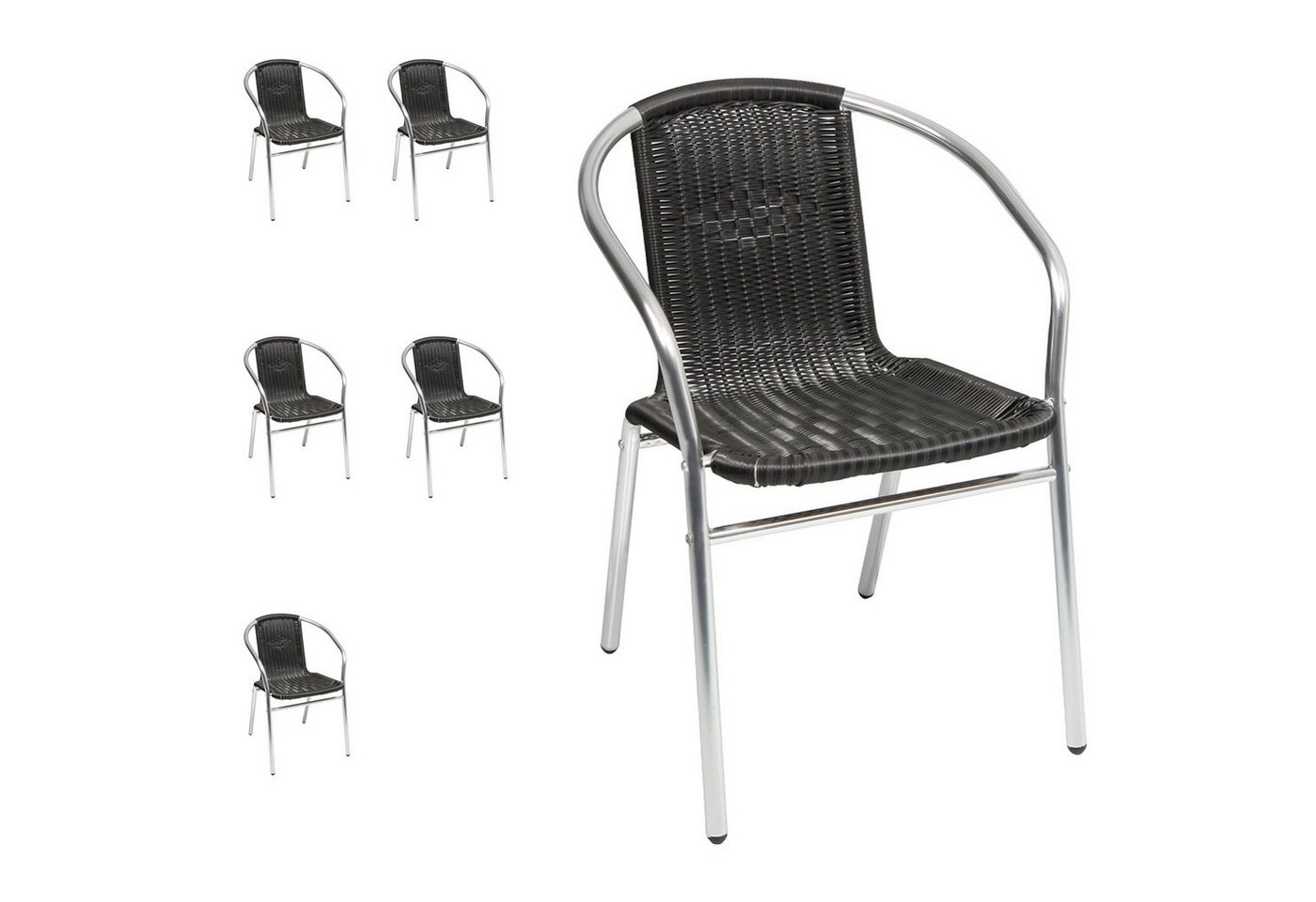 Mojawo Armlehnstuhl 6 Stück Stabiler Aluminuim / Polyrattan Bistrostuhl stapelbar Mojawo Armlehnstuhl 6 Stück Stabiler Aluminuim / Polyrattan Bistrostuhl stapelbar von Mojawo