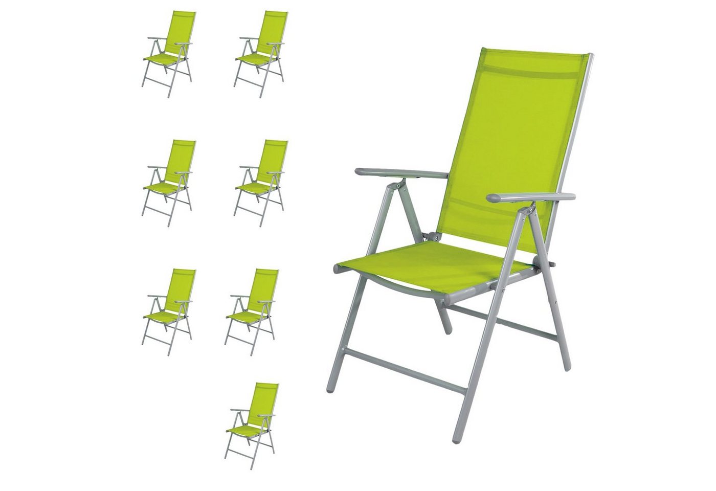 Mojawo Armlehnstuhl 8 Stück Garten Klappstuhl Aluminium - Textilen Silbergrau/Lime von Mojawo