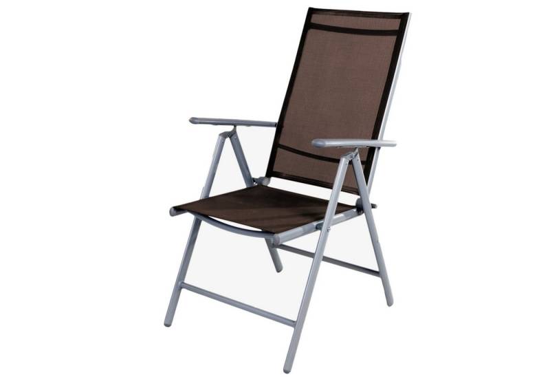Mojawo Armlehnstuhl Garten Klappstuhl Gartenstuhl Hochlehner Alu Textilen Schokobraun von Mojawo