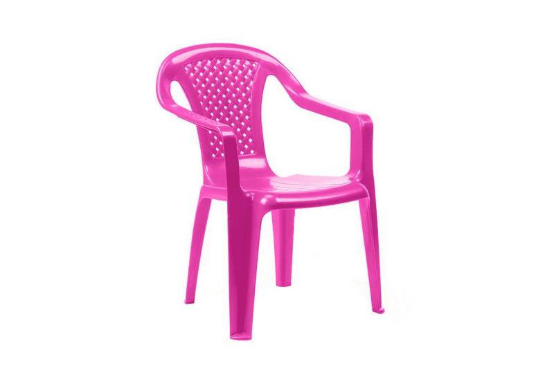 Mojawo Armlehnstuhl Kinder Stapelstuhl Bistrostuhl Rattan-Optik Kunststoff Pink von Mojawo