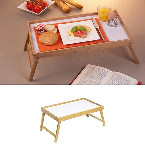 Mojawo Betttablett Bambus H x B x T: ca. 22 x 50 x 30cm Betttisch als Frühstückstablett oder Beistelltisch Serviertablett mit Tragegriffen Tabletttisch klappbar und pflegeleicht von Mojawo
