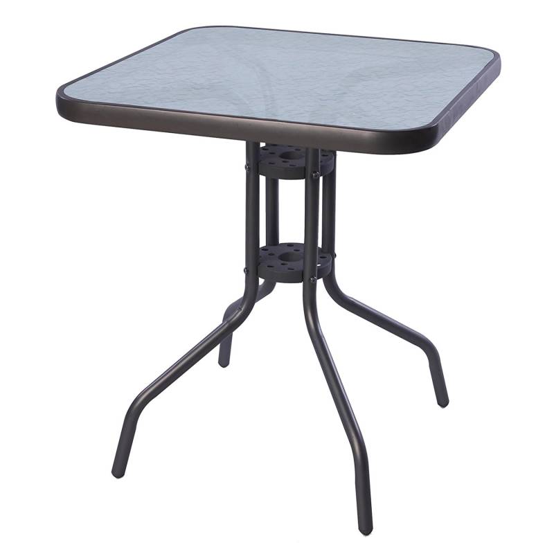 Mojawo BistRotisch Glas und Metall 60x60cm Dunkelgrau Eckig Balkontisch Gartentisch Glastisch von Mojawo