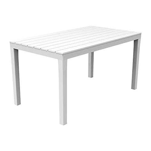 Mojawo Bistrotisch Kunststoff 138x80x72cm Weiß rechteckig Balkontisch Gartentisch Terrassentisch von Mojawo