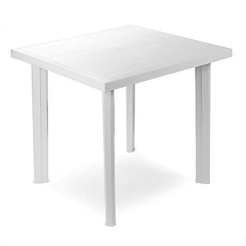 Mojawo Bistrotisch Kunststoff 80x75cm - Weiß - Balkontisch - Kunststofftisch - Campingtisch - Gartentisch - Terrassentisch von Mojawo