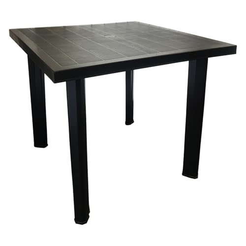 Mojawo Bistrotisch Kunststoff Outdoor Tisch Anthrazit eckig Balkontisch Gartentisch Terrassentisch Wetterfest L80xB75xH72cm von Mojawo