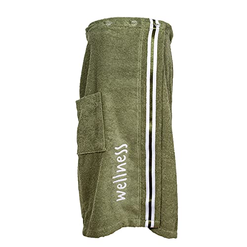 Mojawo Damen Sauna Kilt Saunatuch Sarong Saunakilt Wellness Fronttasche Frottee Baumwolle Gummizug 80x145cm, Farben:Grün von Mojawo