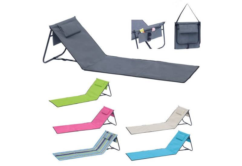 Mojawo Doppelliege Strandliege Strandmatte Rückenlehne Kissen faltbar L152xB51xH41cm von Mojawo