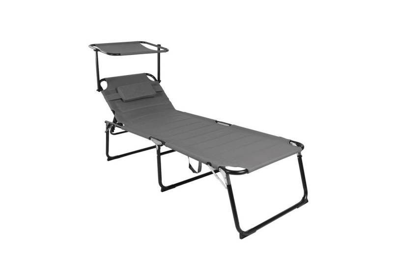 Mojawo Doppelliege XXL Aluminium Gartenliege Grau gepolstert mit Sonnendach L200xB70cm von Mojawo