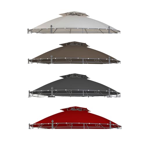 Mojawo Ersatz Dach für Pavillon rund ?3,5m wasserdicht Gartenpavillon Dachhaube Doppeldach PU beschichtet, Farben:Beige von Mojawo