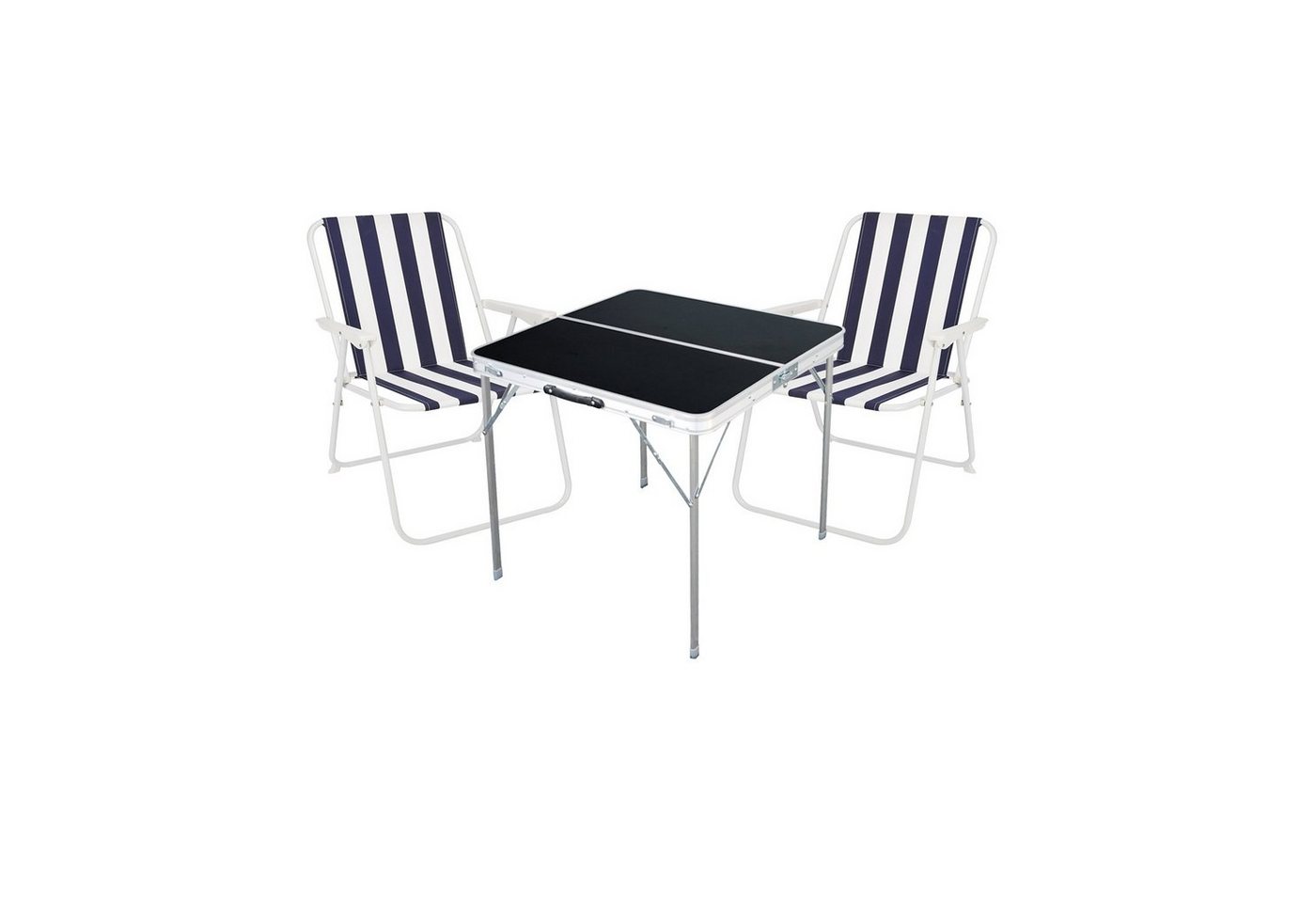 Mojawo Essgruppe 3-teiliges Campingmöbel Set Alu L80xB80xH70cm Blau gestreift Mojawo Essgruppe 3-teiliges Campingmöbel Set Alu L80xB80xH70cm Blau gestreift von Mojawo