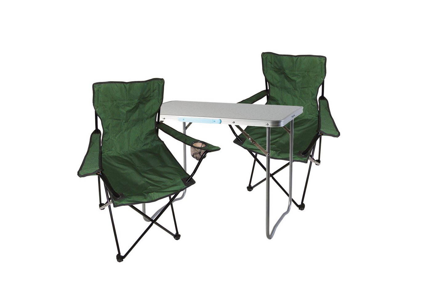 Mojawo Essgruppe 3-teiliges Campingmöbel Set Grün XL Tisch 80x60x68cm + Campingstühle von Mojawo