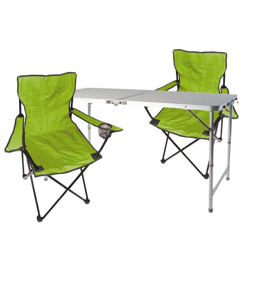 Mojawo Essgruppe 3-teiliges Campingmöbel Set Lime Tisch höhenverstellbar +Stühle von Mojawo
