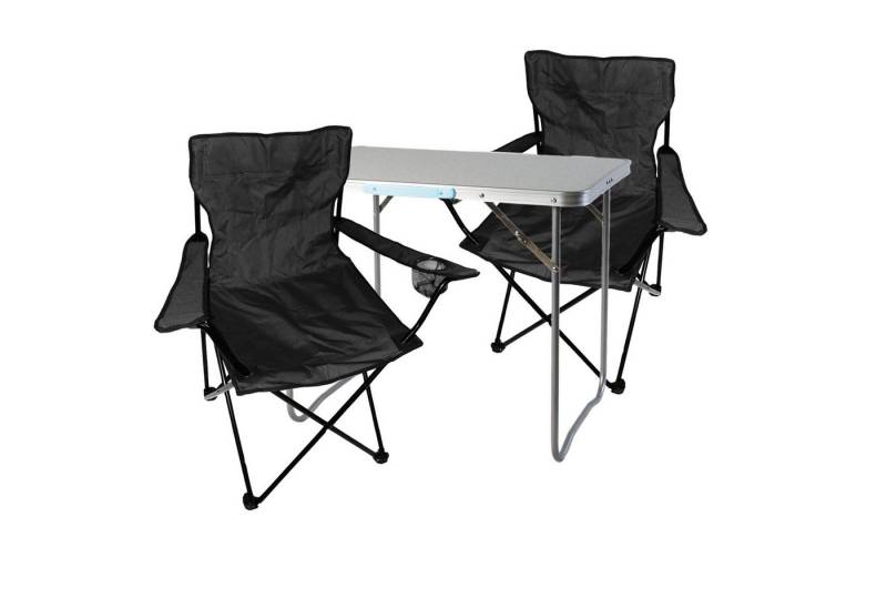 Mojawo Essgruppe 3-teiliges Campingmöbel Set Schwarz XL Tisch 80x60x68cm + Anglersessel von Mojawo