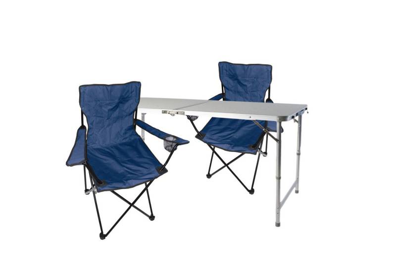 Mojawo Essgruppe 3-teiliges Campingmöbel Set blau Tisch höhenverstellbar+Stühle von Mojawo