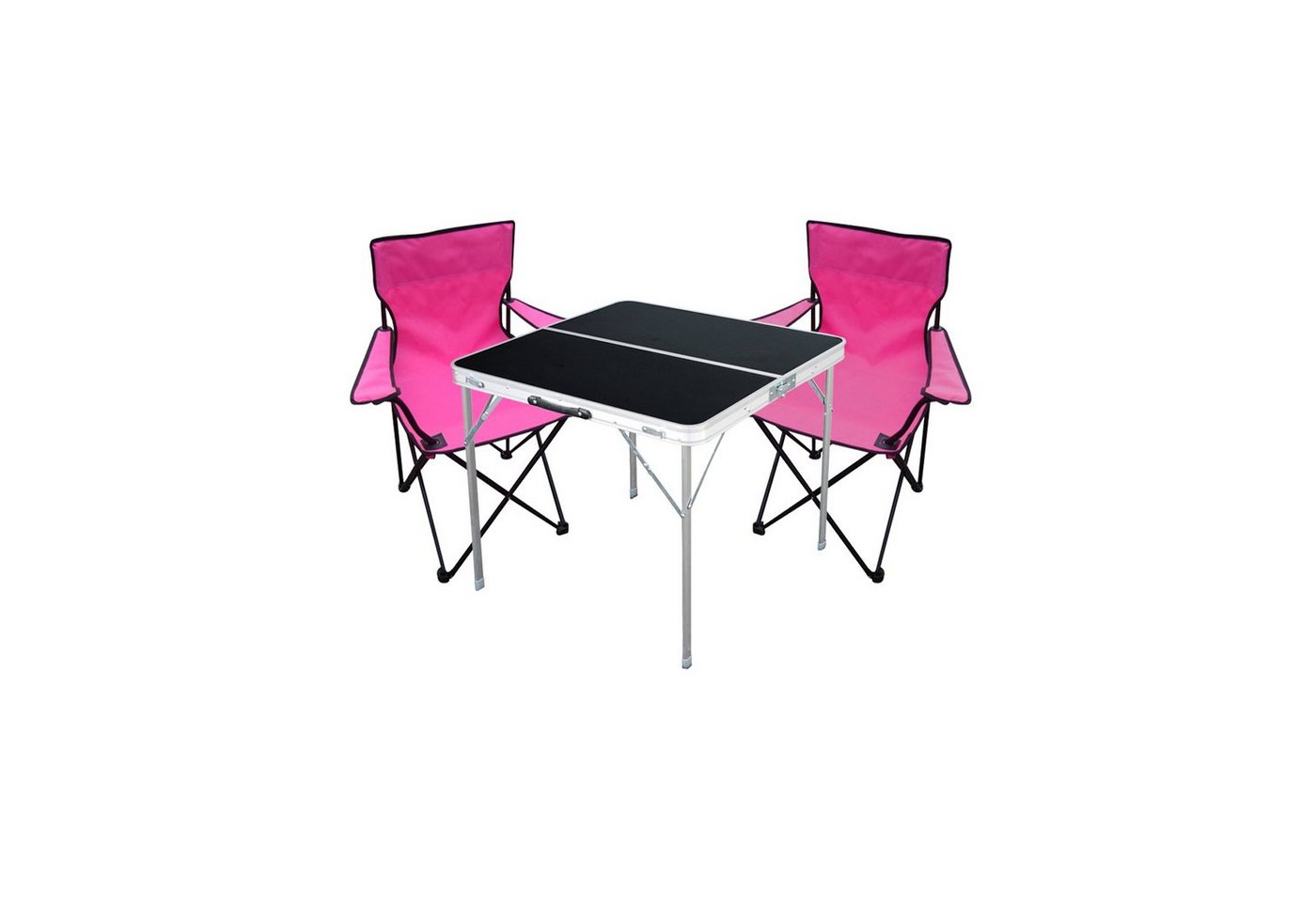 Mojawo Essgruppe 3-teiliges Campingmöbel Set pink Tisch schwarz + Campingstühle von Mojawo