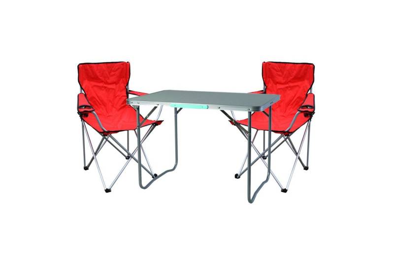 Mojawo Essgruppe 3-teiliges Campingmöbel Set rot 2x Stuhl inkl. Tasche + 1x Tisch von Mojawo