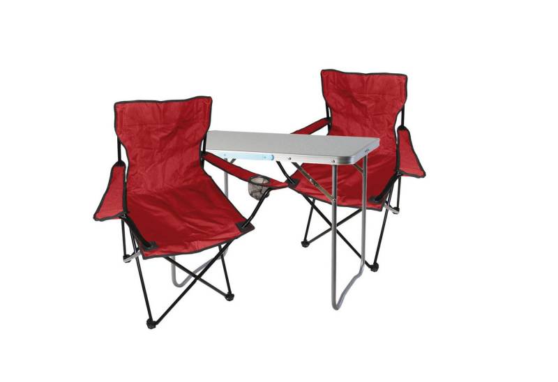 Mojawo Essgruppe 3-teiliges Campingmöbel Set rot XL Tisch 80x60x68cm + Campingstühle von Mojawo