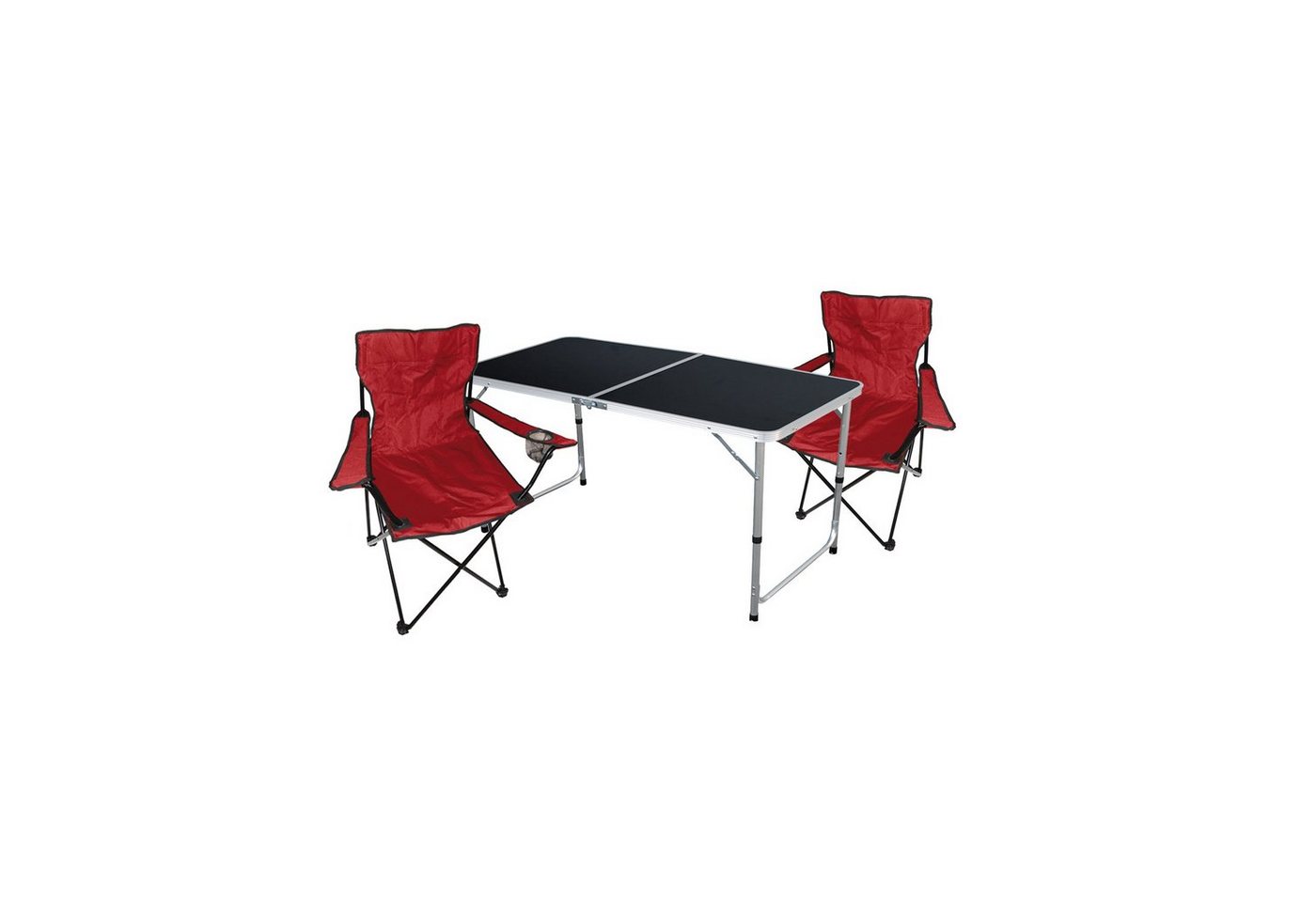 Mojawo Essgruppe 3-tlg. Camping Set Gartenmöbel Campingtisch + 2 x Anglersessel Rot von Mojawo