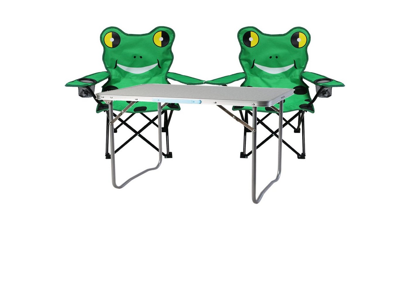 Mojawo Essgruppe 3-tlg. Kinder Campingmöbel Set Frosch Tisch 2 Campingstühle Tasche von Mojawo