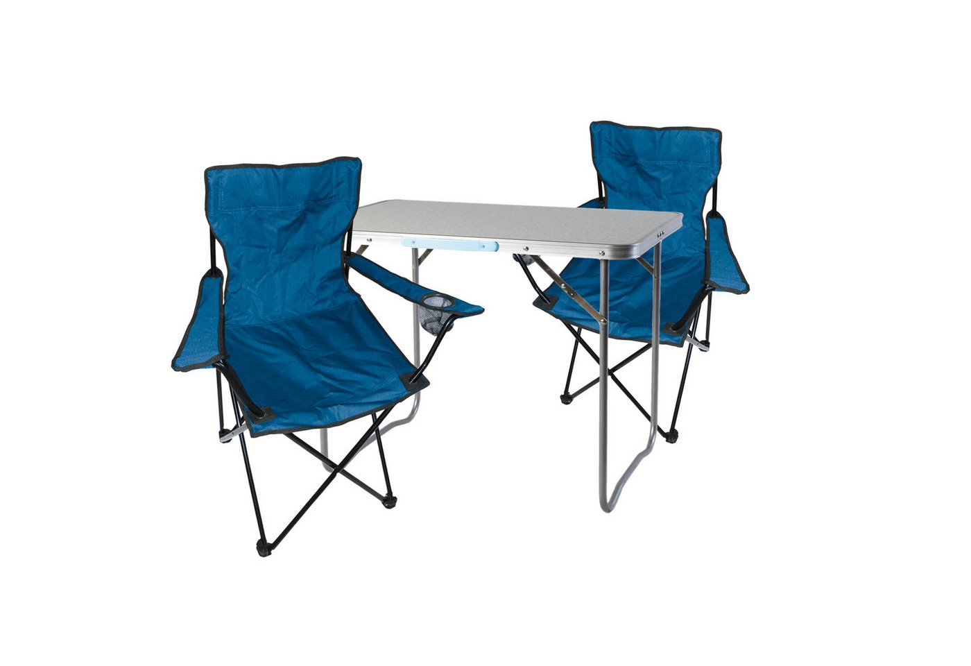 Mojawo Essgruppe 4-teiliges Campingmöbel Set Blau Tisch Campingstühle/Anglerstühle Blau von Mojawo