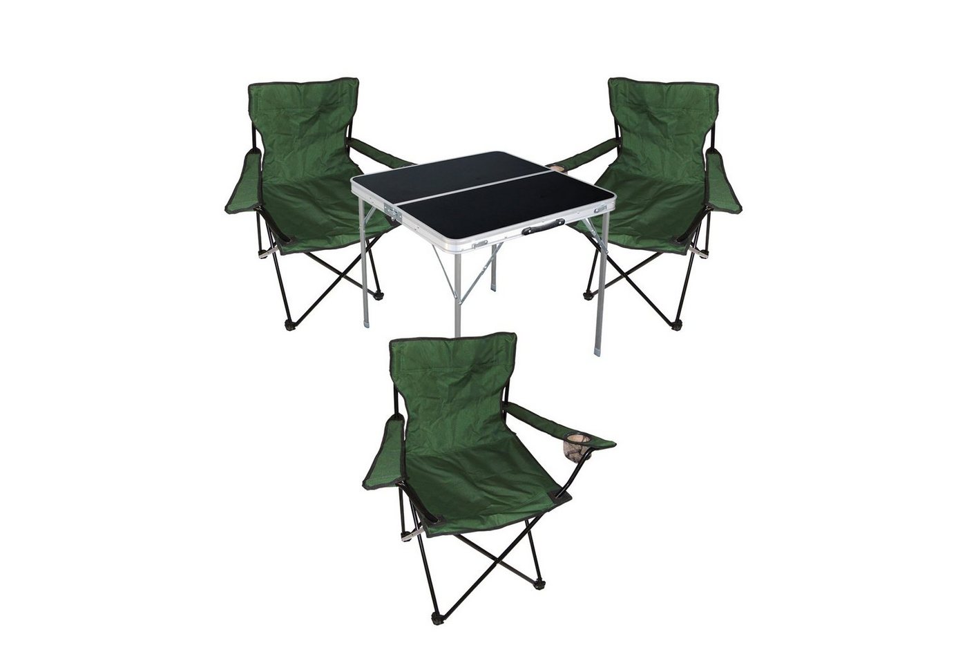 Mojawo Essgruppe 4-teiliges Campingmöbel Set Tisch schwarz + Campingstühle mit Tasche von Mojawo