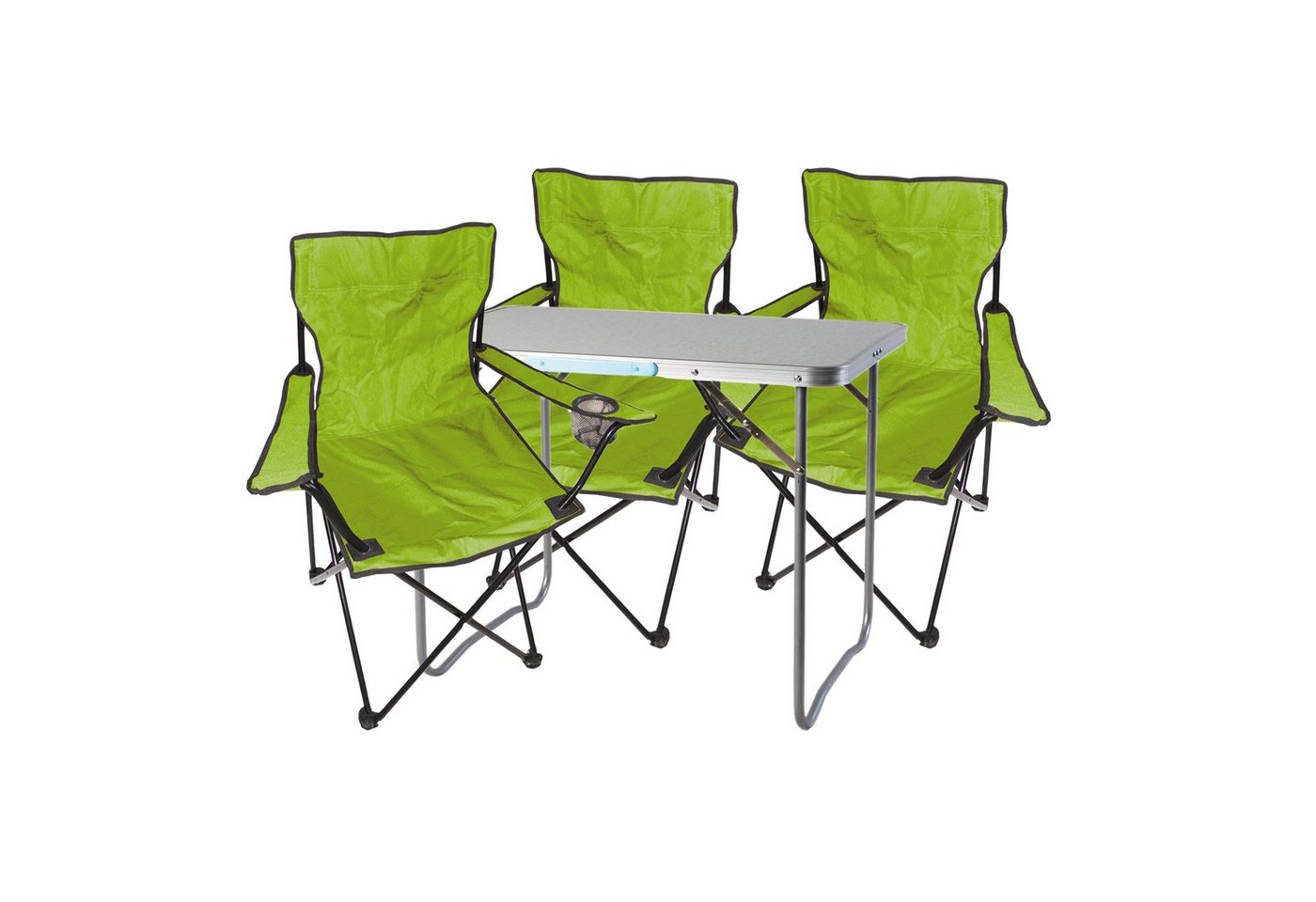 Mojawo Essgruppe 4-teiliges Campingmöbel Set lime XL Tisch 80x60x68cm + Campingstühle von Mojawo