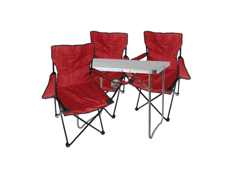 Mojawo Essgruppe 4-teiliges Campingmöbel Set rot XL Tisch 80x60x68cm + Campingstühle von Mojawo