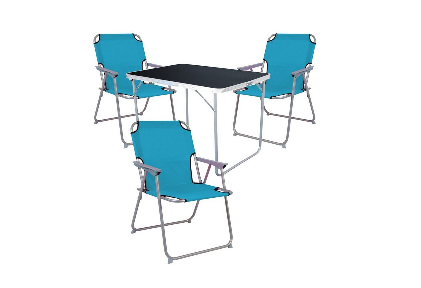 Mojawo Essgruppe 4-tlg Camping Set Gartenmöbel Campingtisch + 3 Campingstuhl Klappstuhl von Mojawo
