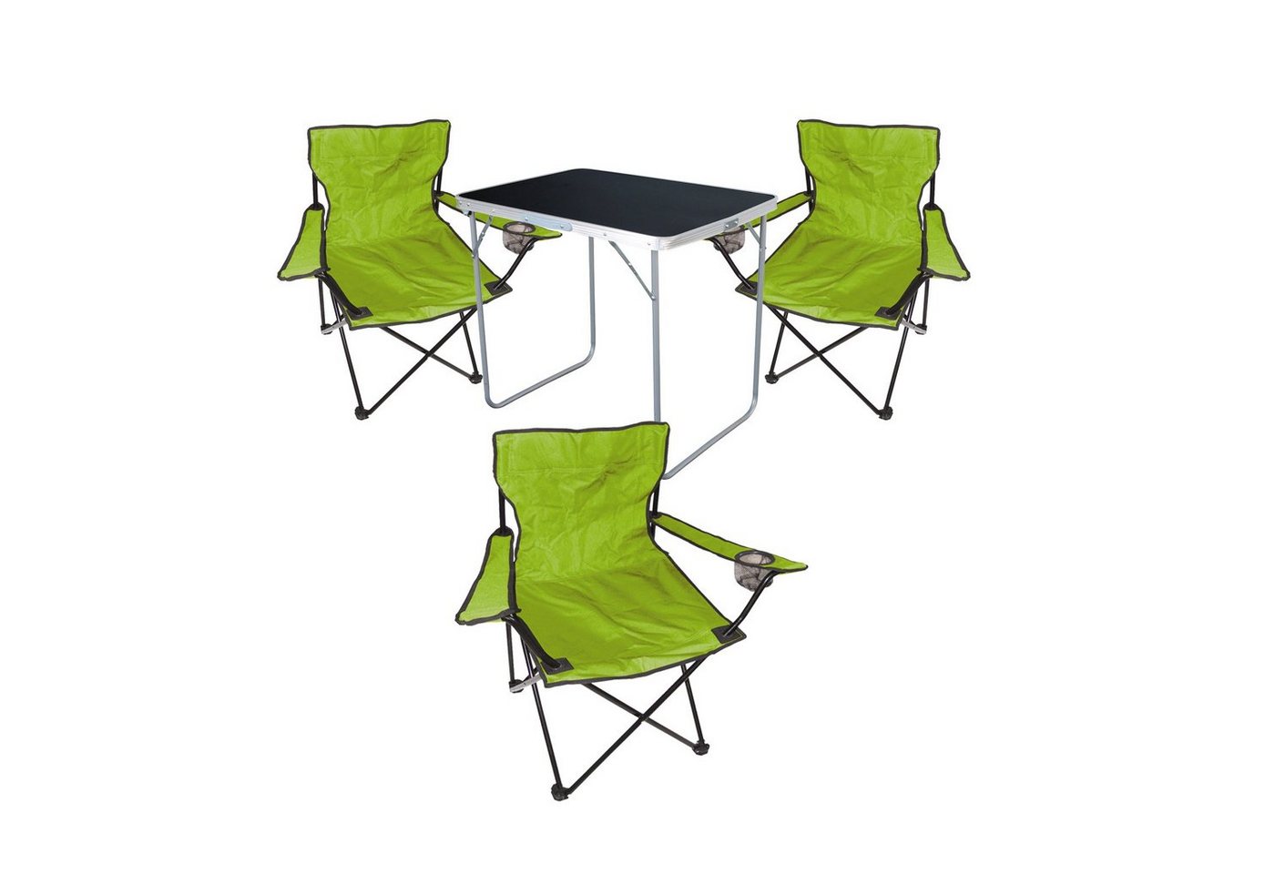 Mojawo Essgruppe 4tlg Camping Set Gartenmöbel Campingtisch + 3x Campingstuhl Klappstuhl von Mojawo